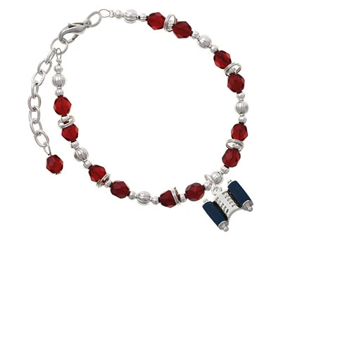 Blue Torah Scroll Maroon Beaded Bracelet