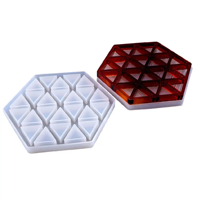 

Handmade Resin Epoxy Geometry Silicone Mold DIY Insulation Hollow Striped Triangle Modeling Hexagon Coaster