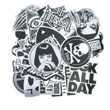 50pcslot Metallic Skateboard Stickers For Laptop Car Snowboard Phone Graffiti Black White Color Anime Sticker Kids Toys Stikers