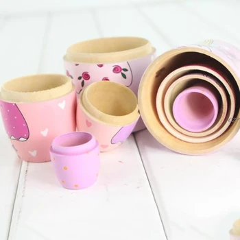 

5PCS / Set Angel Princess Russian Nesting Dolls Wooden Matryoshka Dolls Kids Toy Gift Model Assembling Kitfree shipping