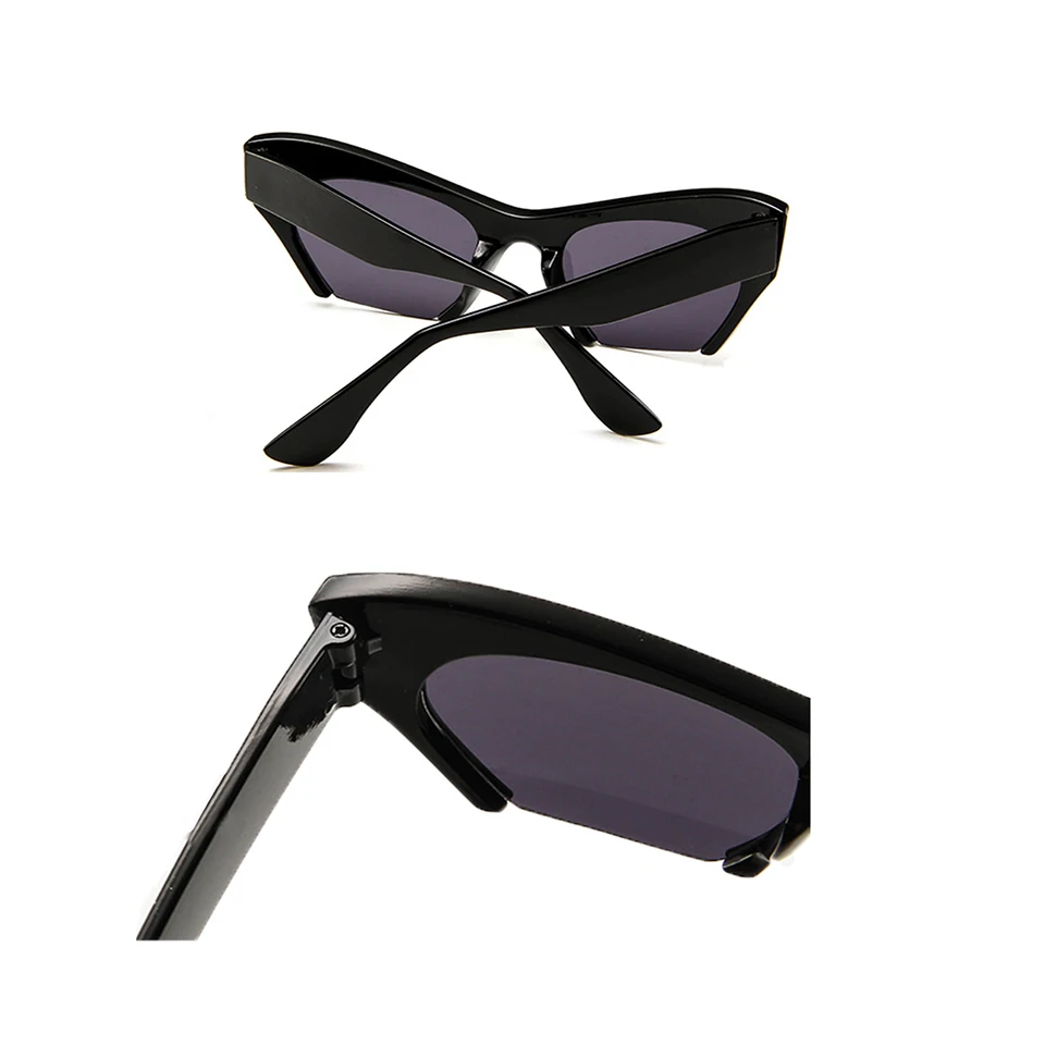 RHAMAI Fashion Brand Designer Cat Eye Sunglasses Women Half Rim Sun Glasses Half Frame Women Shades UV400 Outdoor Eyewear (10)
