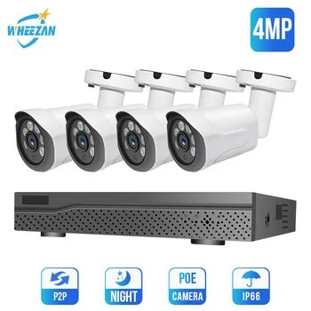 

Wheezan Camera Security System Kit Outdoor 4CH 4MP IP Camera Onvif POE CCTV with 2TB HDD 1440P H.265 nvr surveillance systems