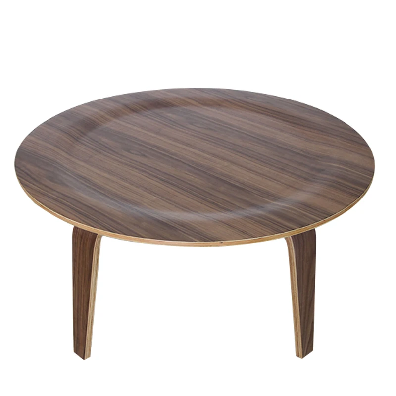 Ash Plywood Center Coffee Round Table in Natural/Walnut Finish Living Room Furniture Tea Table Wooden Modern Design Molded