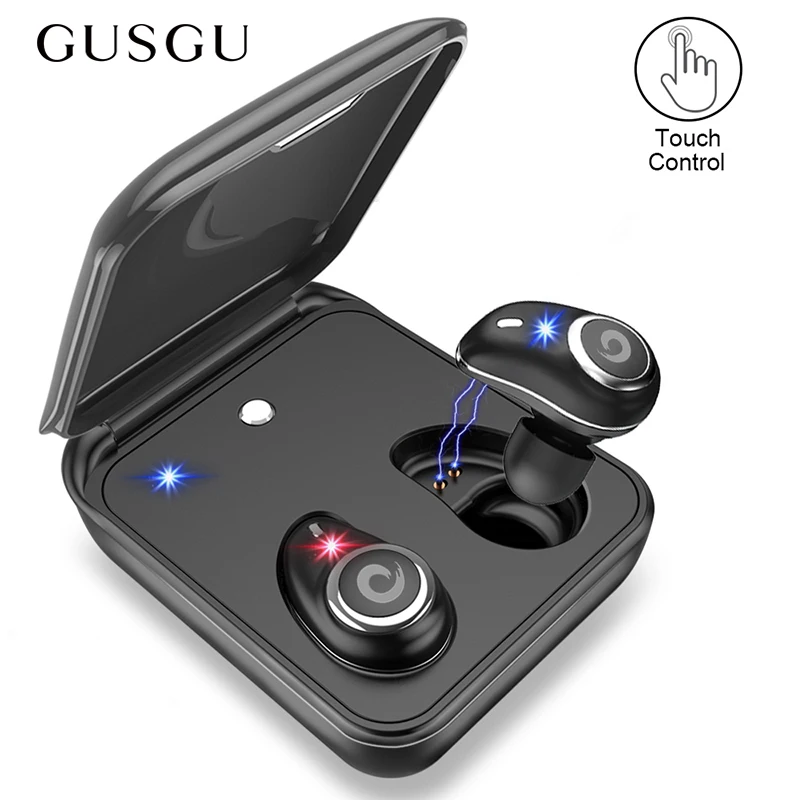 GUSGU TWS Bluetooth Earphone Wireless Earbuds V5.0 In-Ear Sport Headset With Power Bank and Microphone Handsfree Call