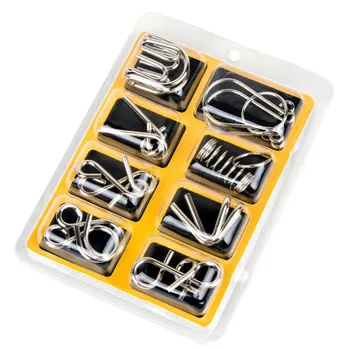 

Montessori Materials 8pcs/set Metal Wire Puzzle IQ Mind Brain Teaser Puzzles Game For Adults Kids Gift 3 Styles