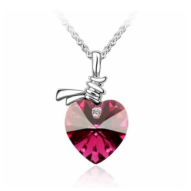 

Labekaka Womens simple office Jewelry Anti-allergic chain heart pendant necklace embellished with Crystal from Swarovski