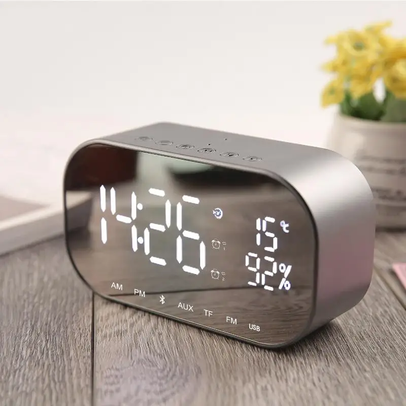 

Digital LED Clock Multifunctional Noiseless LED Mirror Clock Display Time / Temperature Electronic Desk Table Clocks Speaker