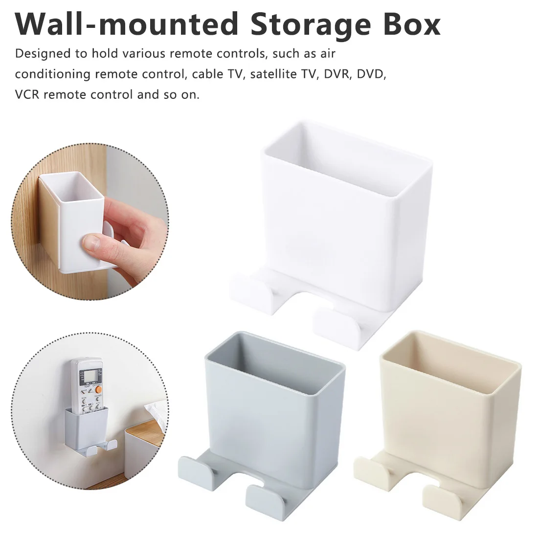 

Wall Mounted Organizer Storage Box Remote Control Air Conditioner Storage Case Mobile Phone Plug Holder Stand Container