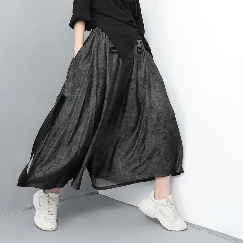 

LANMREM Spring Summer Clothes New Pattern Elasti Waist Solid Color Wide Leg Pants Personality Loose Hip Hop Casual Pants YG67701