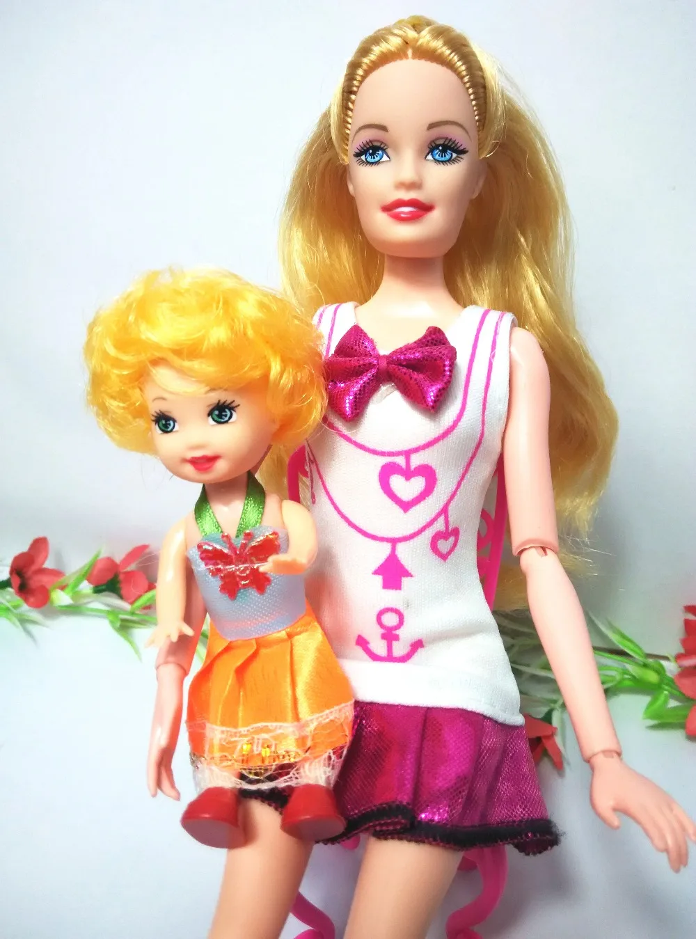 2PCS/lot Mom and Super cute dolls Kelly Mini Accessories for Barbie