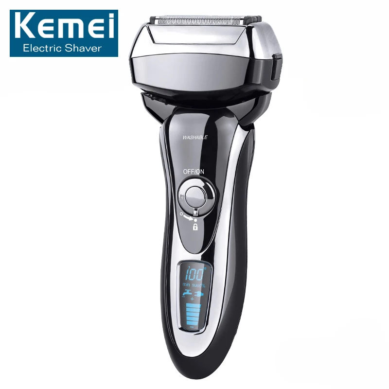 

Original KM-5568 LCD Display Reciprocating Razors Rechargeable Floating Electric Shaver Four Blade Shaving 110V-240V