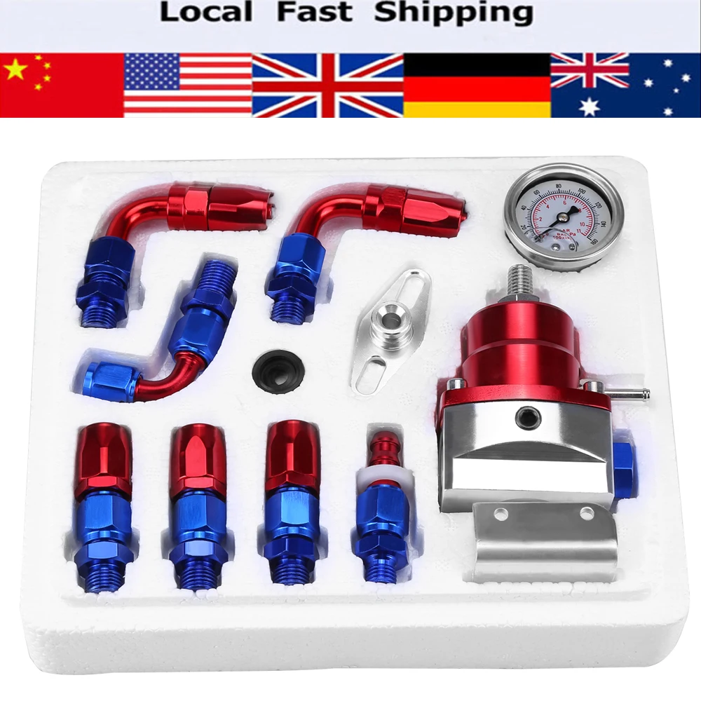 Universal Adjustable Fuel Pressure Regulator Kit 160PSI Oil Gauge AN 6 Fitting