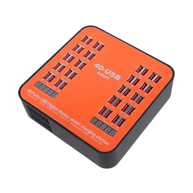 

40-Ports USB Charger Station 200W 40A Fast Over current Protection USB Charging Dock with LCD Display For Smartphone Tablet