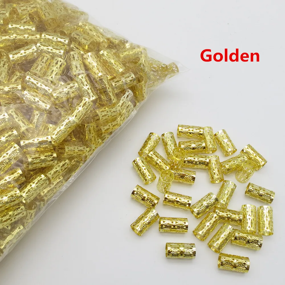 

wholesale 200pcs-1000pcs Golden/ Silver adjustable micro hair braid dread Dreadlock Beads cuffs clips tube accessories