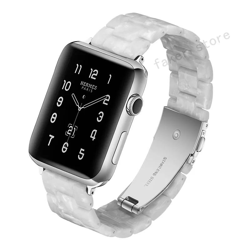 

Resin strap band for apple watch series 4/3/2/1 44 40 42mm 38mm iwatch bracelet wrist belt Watch accessories watchband PearlWhit
