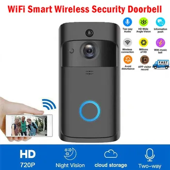 

Wireless Smart Doorbell WiFi Remote Video Phone Door Bell Home Security Two-way Intercom Night Vision Doorbell Support APP 4D04