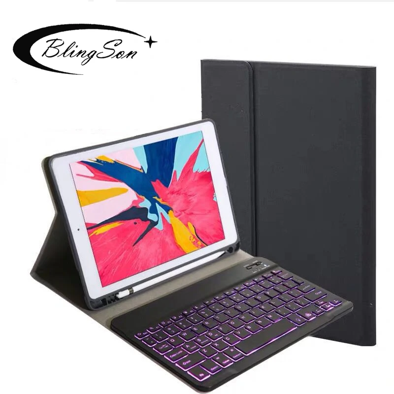 Skup Etui do ipada 9.7 2018 2017 Pro 9.7 Air2 Air 5th 6th ogólna wersja etui z klawiaturą na bluetooth pokrywa z 7 kolorów podświetlenia