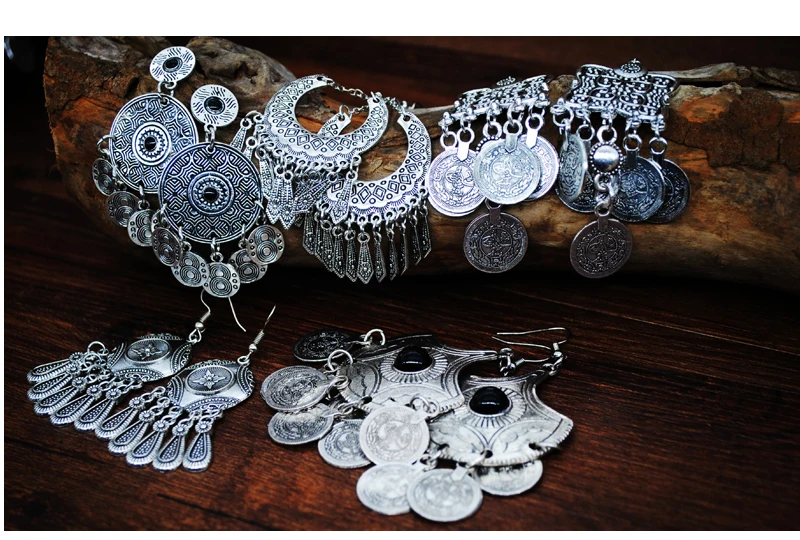 Yumfeel богемный Винтаж Серебряные серьги металлические монеты серьги Для женщин Jewelry подарки