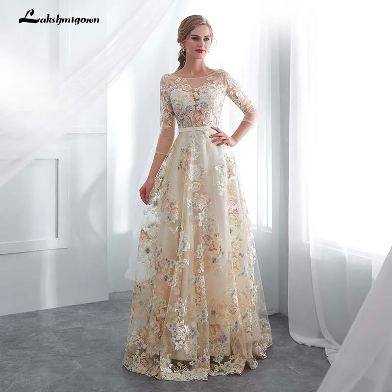 Кружевное вечернее платье с рукавами три четверти lakshmidress de mariee платья для