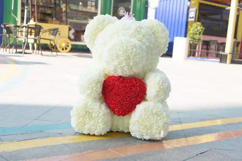 flower bear with heart