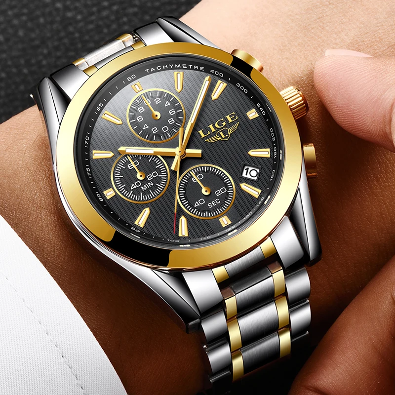 LIGE Brand Top Luxury Men's Watch Waterproof Men Watches