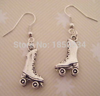 

Fast Shipping Wholesale 50Pair Fashion Vintage ROLLER SKATES Charms Dangle Earrings For Women DIY Findings Jewelry Z8