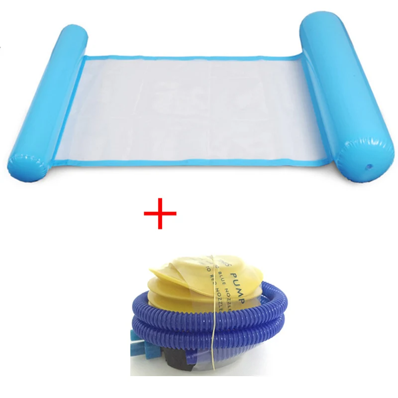 Открытый складной гамак для воды Откидной надувная плавающая кровать для бассейна, погружаемый в воду спальный матрас для стула - Цвет: Небесно-голубой