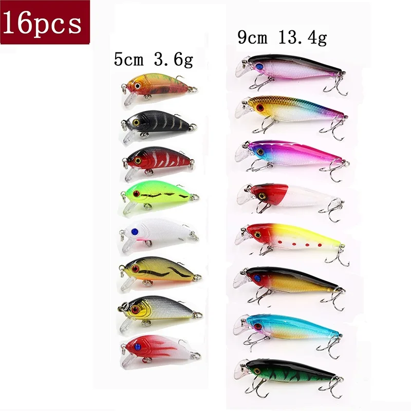 TUYA Fishing Lure Set Minnow Wobblers Trolling Crankbait Artificial Bait Floating Wobbler Cranks Bionic Fish Rolling Hard Lure - Цвет: 59-40-16pcs set