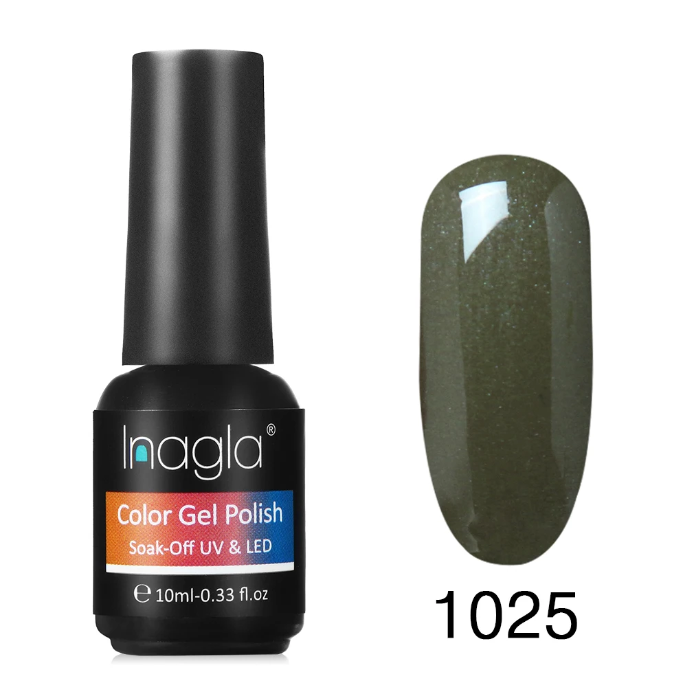 Inagla, 10 мл, УФ-гель для ногтей, чистый цвет, долговечный светодиодный Гель-лак для лампы, гелевая основа, впитывающий Органический Гель-лак - Цвет: 1025