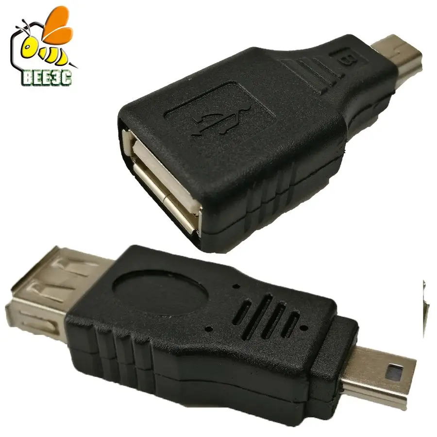 Черный USB 2,0 A Женский к Мини USB B 5Pin штекер OTG Хост адаптер конвертер Разъем 100 шт