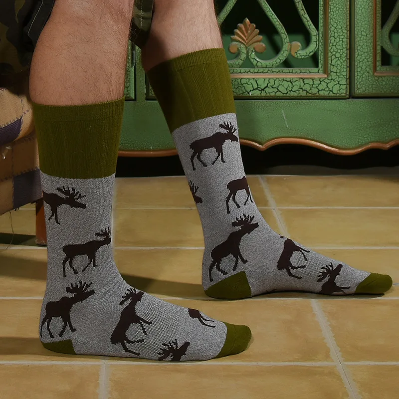 Новые фирменные качественные мужские счастливые мужские носки с животным узором, лисой, оленем, Кленовым листом, милые мужские забавные носки в стиле Харадзюку для мужчин