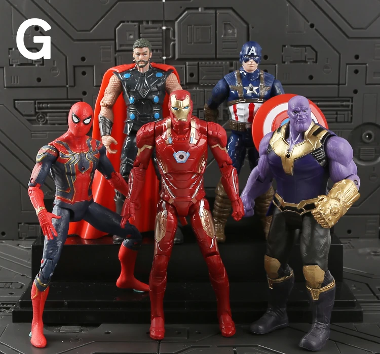 Hasbro Marvel, Фигурки Мстителей, 16 см, герой, кукла, Железный человек, Человек-паук, Халк, Тор, танос, декоративная модель, детская игрушка, подарок - Цвет: 5 Piece G