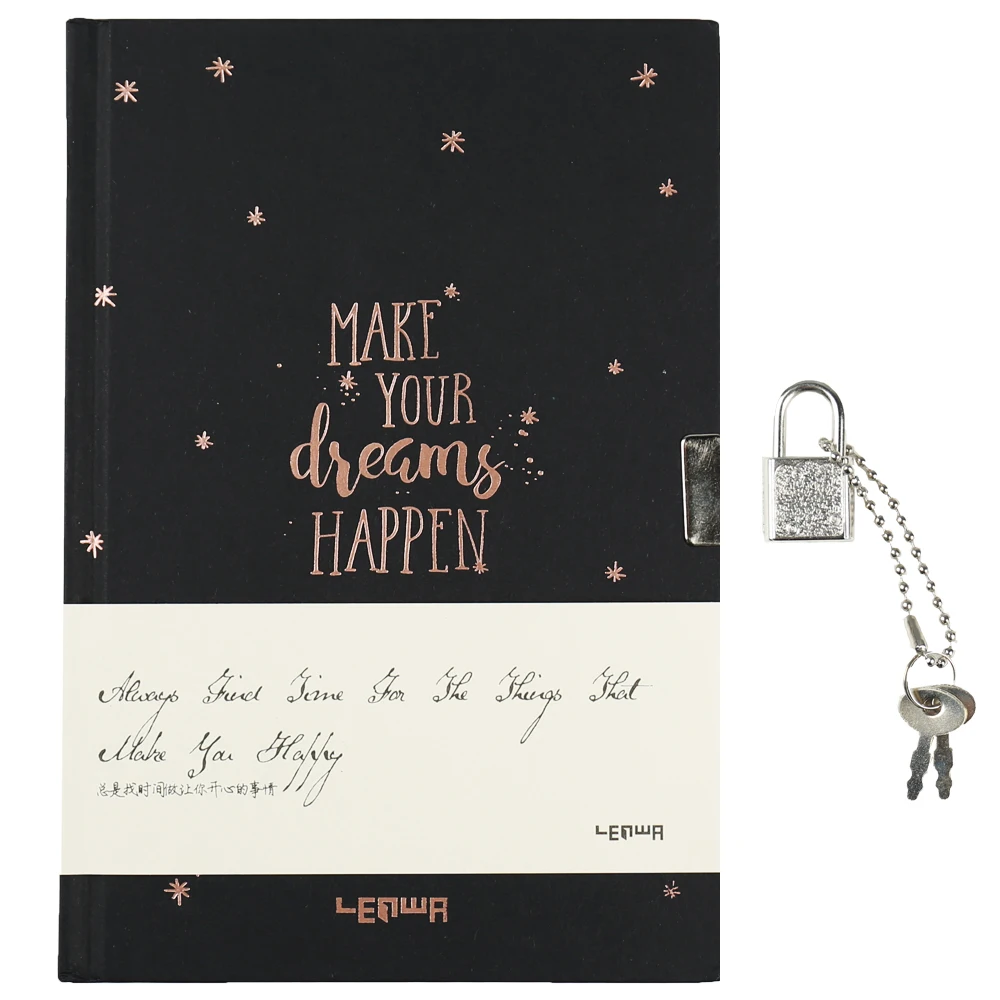 

Happy Day Hardcover Lock Diary 144 Sheets Cool Students Notebook Gift