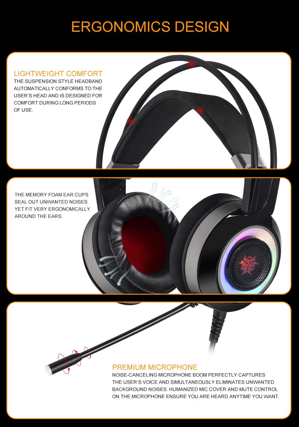 Hexgeares GH102 7,1 стерео RGB Light Shock отзывы Игровые наушники USB PC телефон Auriculares Mic Gaming Bass Наушники