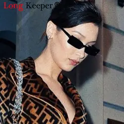 LongKeeper винтажные прямоугольник солнцезащитные очки Женщины площадь дизайнер дамы небольшой Frame черный солнцезащитные очки марки gafas-де-сол