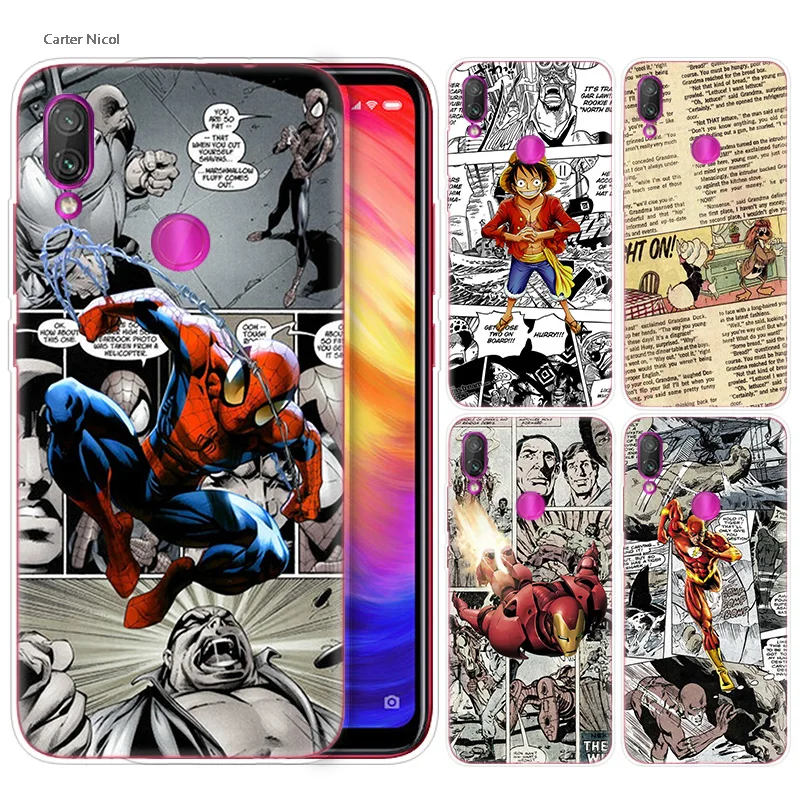 

Silicone Case for Xiaomi Redmi Note 7 6 5 Plus Mi A2 8 Lite Pro Prime Play Phone Cases Cover Cartoon Comics One Piece Newspaper