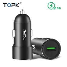 TOPK USB Автомобильное зарядное устройство быстрое QC3.0 автомобильное зарядное устройство для samsung Xiaomi huawei htc Quick Charge 3,0 зарядное устройство для мобильного телефона в автомобиле