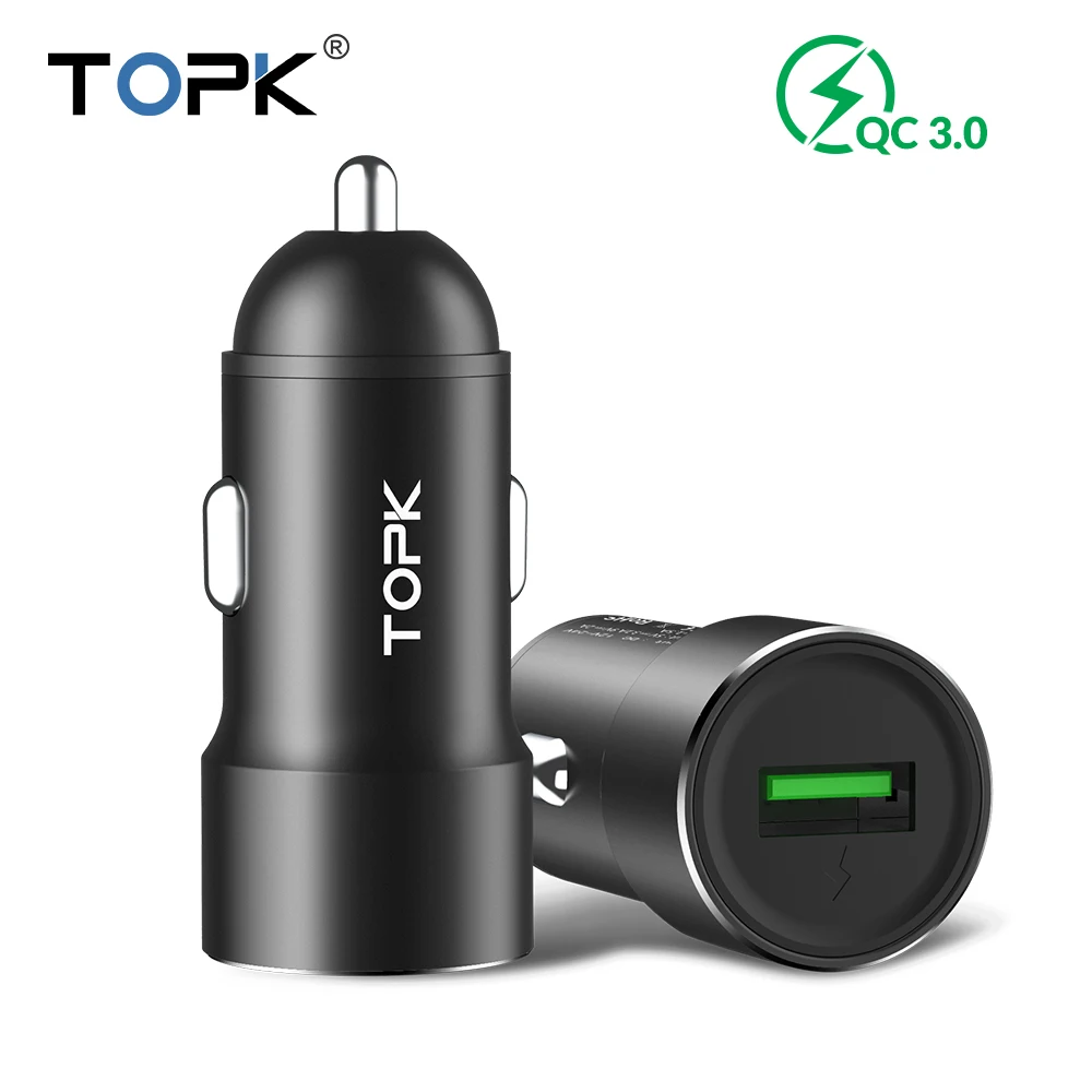 

TOPK USB Car Charger Fast QC3.0 Car-Charger for Samsung Xiaomi Huawei HTC Quick Charge 3.0 Mobile Phone Charger Adapter in Car