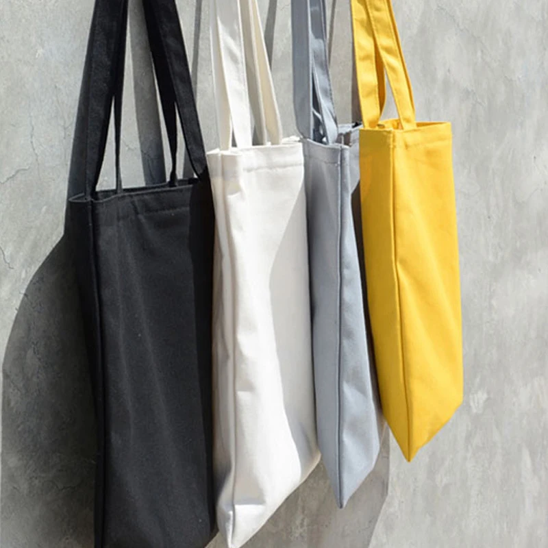 Женские однотонные холщовые повседневные сумки через плечо для девушек, женские ручные сумки, Экологичная сумка для покупок