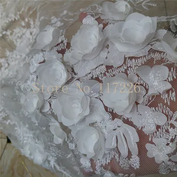 

unique 3D flower embroidered french net Lace Fabric JRB-71315 for bridal dress