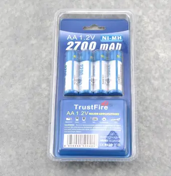 

20pcs/lot Trustfire AA 2700mAh NI-MH 1.2V Rechargeable Battery For Toys MP3 Camera With Package Case Size 5 AA Batteries