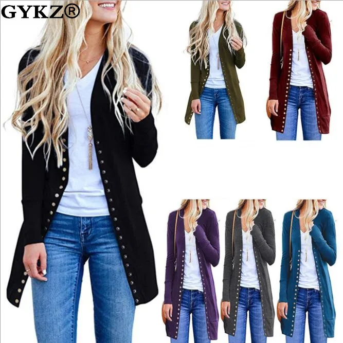 

Spring Autumn Overcoat Women New Winter Long Jacket Knitting Button Cardigan Abrigos Mujer Invierno 2018 Knitted Wool Coat Blue