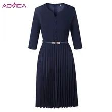 Aovica, специальный дизайн, популярное повседневное Стильное женское платье, одноцветное, v-образный вырез, рукав 3/4, плиссированное миди платье Vestidos