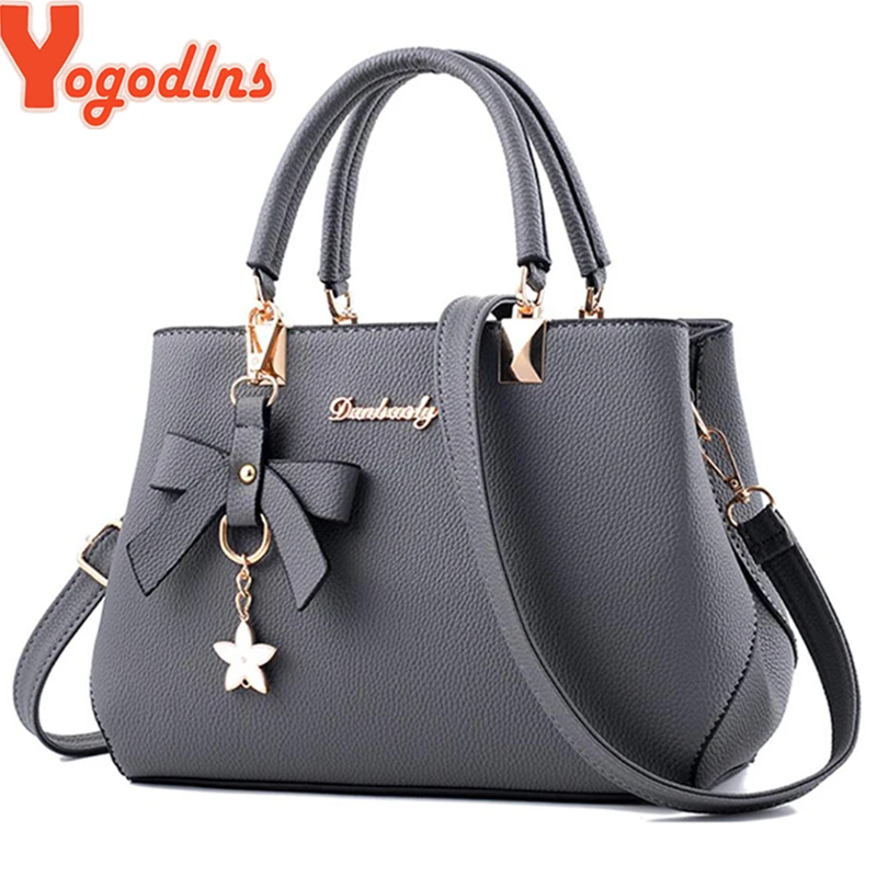 Yogodlns nuevo 2019 elegante bolso de hombro de diseñador de mujer bolsos de lujo Bolsos De Mujer Plum Bow dulce bandolera