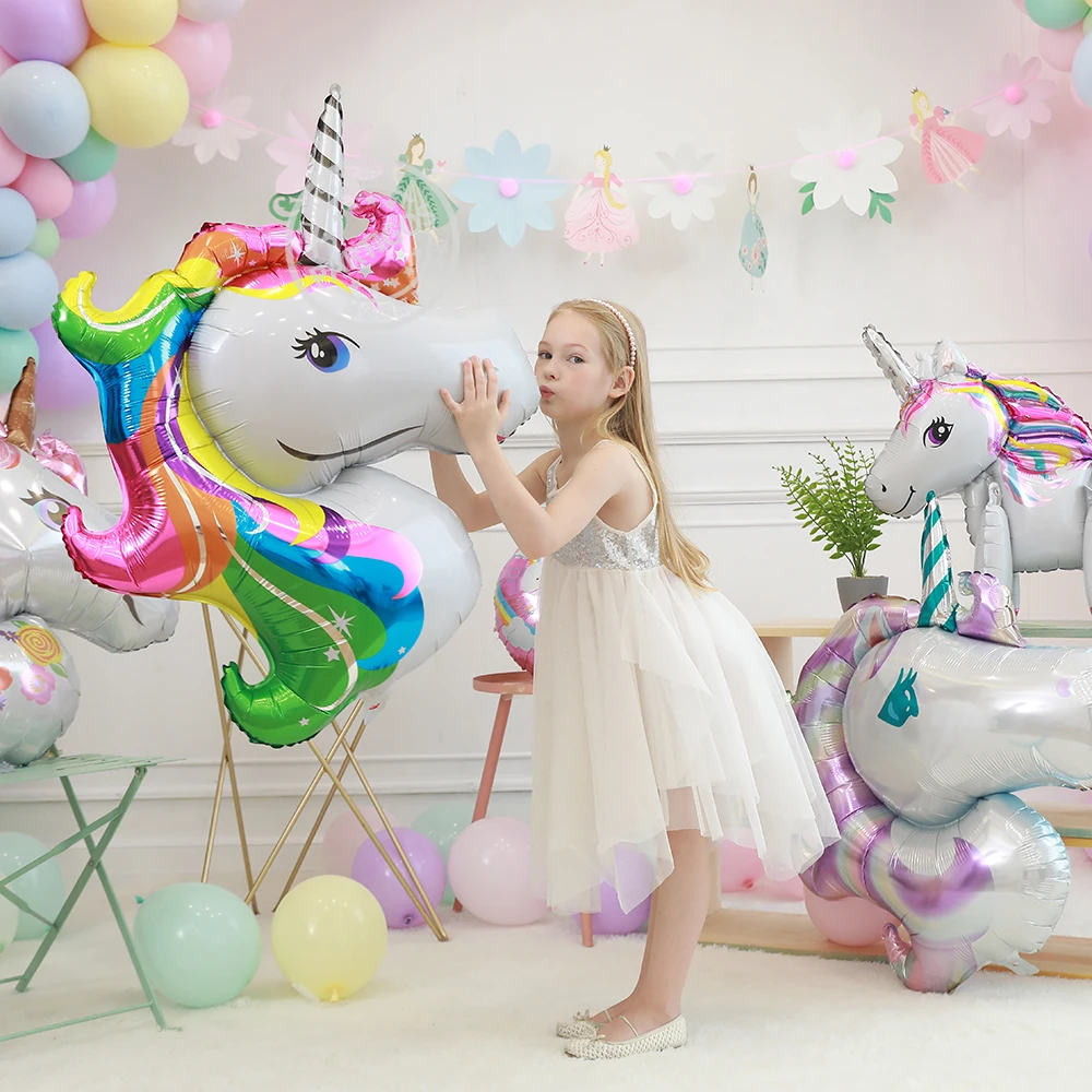 

Giant Size 116CM Anagram Rainbow Unicorn Foil Balloons America imported Cartoon Animal Globos Helium Float Balls Kid's Toy Gifts