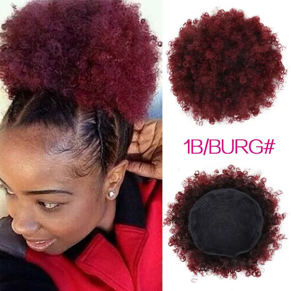  High Puff Afro Curly Wig Ponytail Drawstring Short Afro Kinky Pony Tail Clip in on Synthetic Curly 