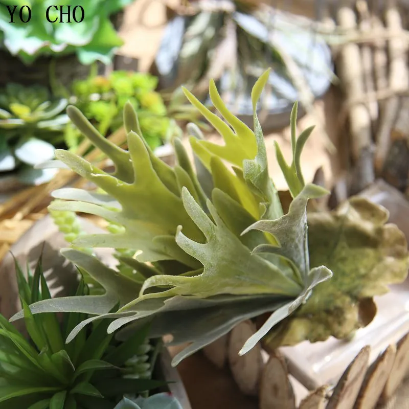 YO CHO Artificial Plants Eco friendly PVC Antlers Leaf Succulent Plant