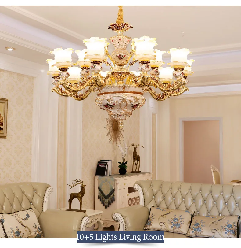 Роскошный европейский стиль люстры гостиная лампа вилла освещение лобби отеля французская люстра цветок прозрачный стеклянный плафон светодиодный