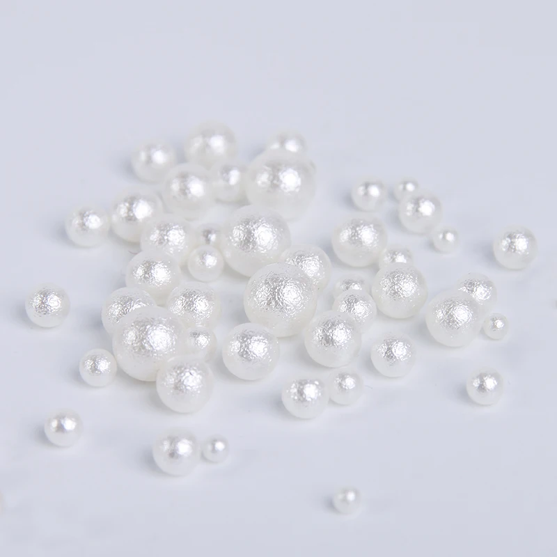 Mixed Sizes 3mm 4mm 5mm 6mm 8mm Ivory Wrinkle Pearls No Hole Imitation