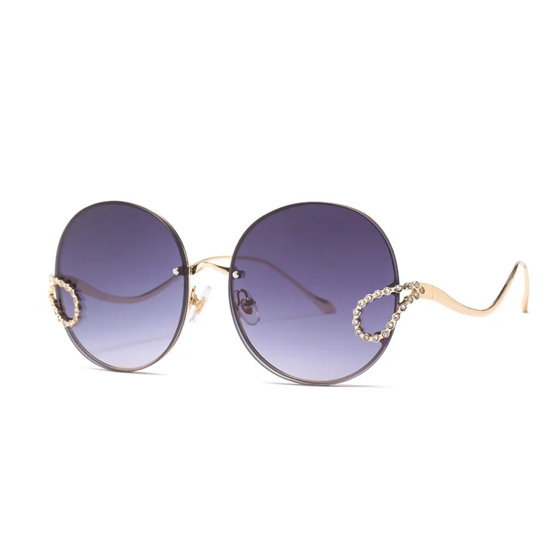 HBK, роскошные женские солнцезащитные очки, стразы, для женщин, итальянский бренд, дизайнерские, без оправы, круглые, большие, солнцезащитные очки для мужчин, Oculos De Sol Feminino